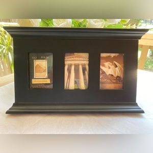NEW Three Glass Picture Photo Frame Wood